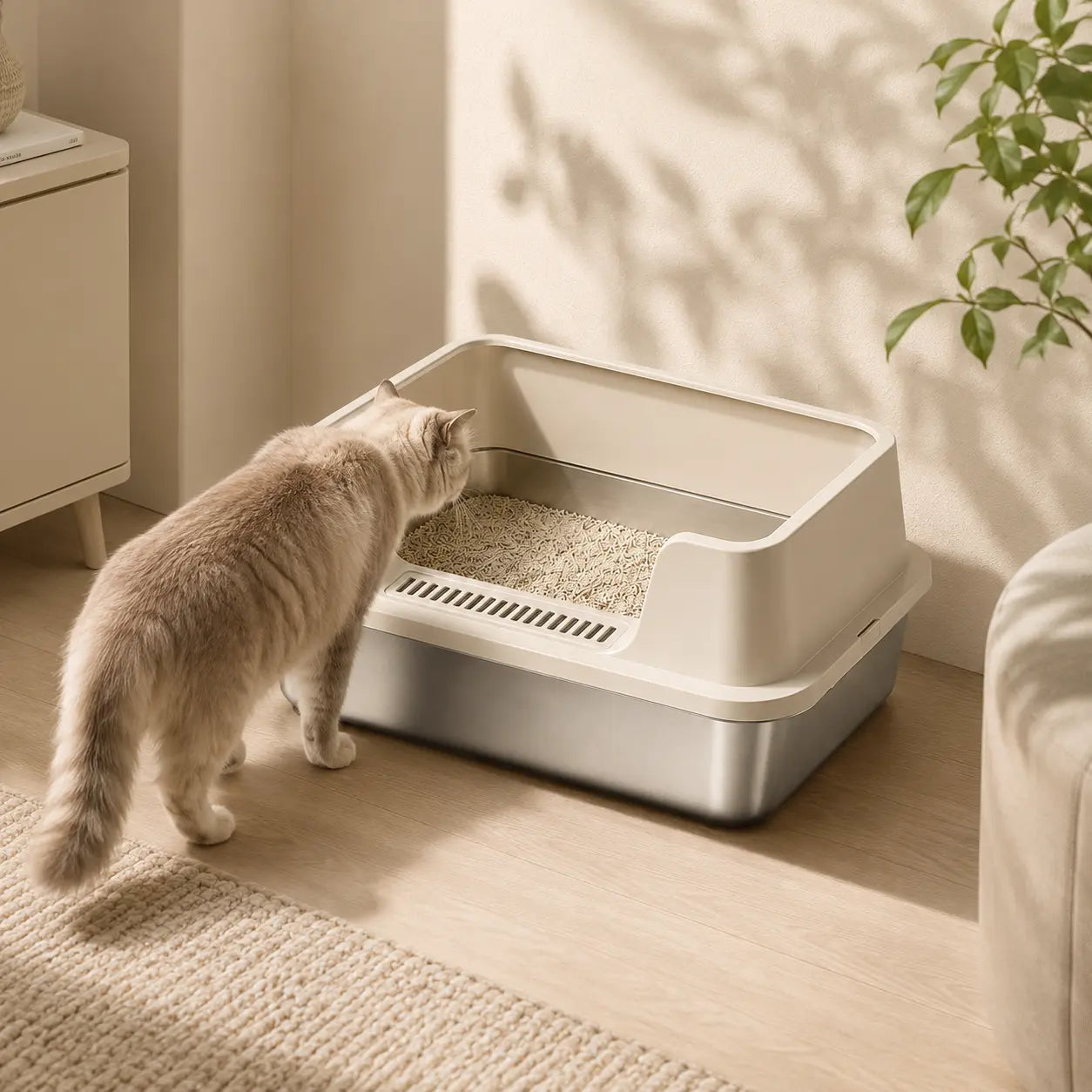 Maison de toilette pour chat en inox — Feryn