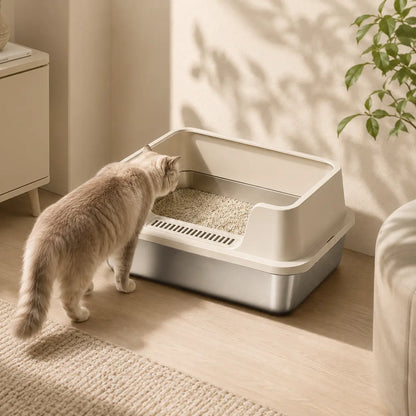 Maison de toilette pour chat en inox — Feryn