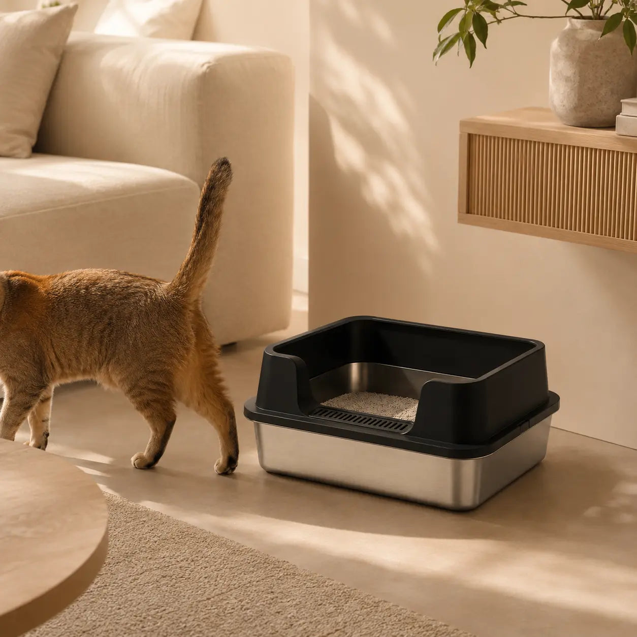 Maison de toilette pour chat en inox — Feryn