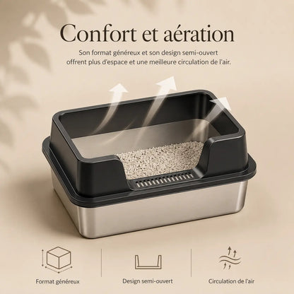 Maison de toilette pour chat en inox — Feryn