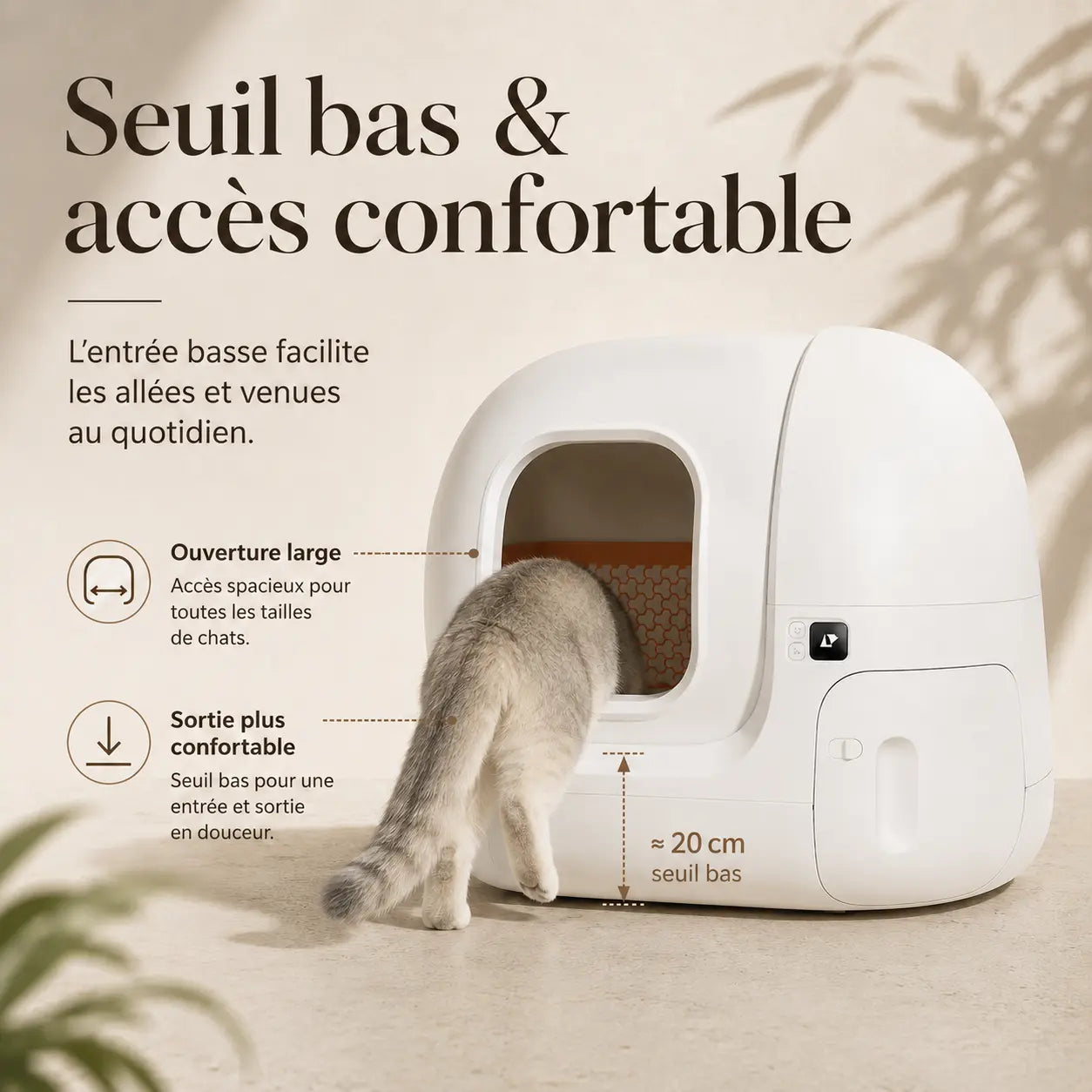 Bac à litière automatique fermé pour chat — grande capacité | Feryn