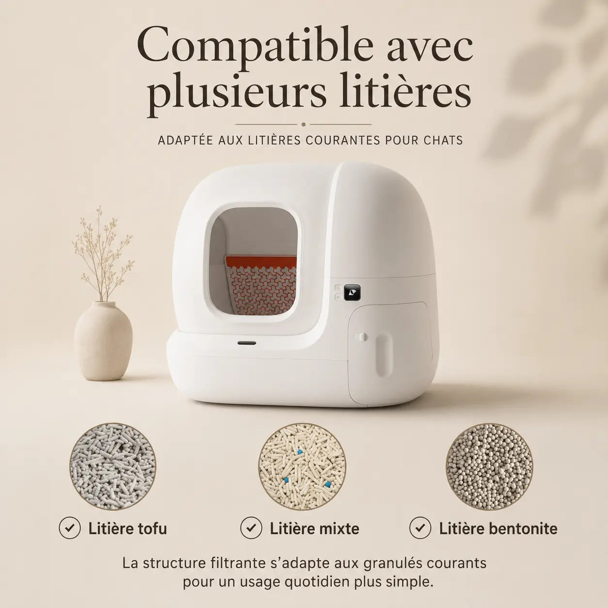 Bac à litière automatique fermé pour chat — grande capacité | Feryn
