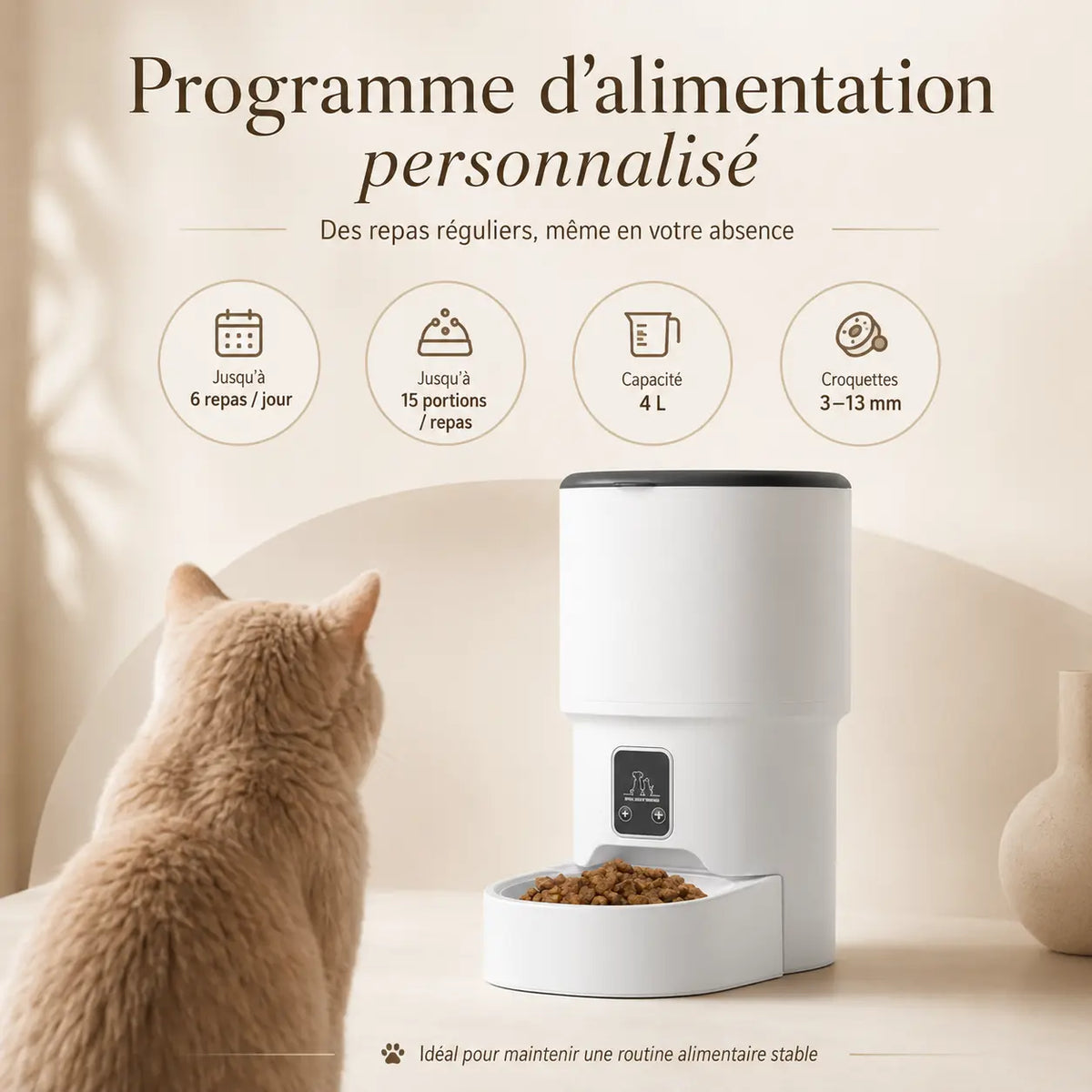 Distributeur de croquettes automatique 4L pour chat — WiFi & anti-glouton | Feryn