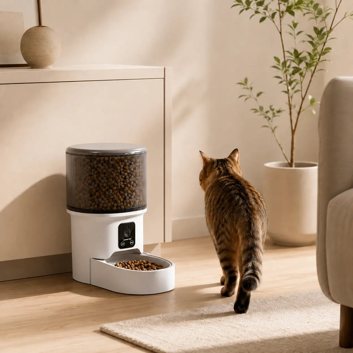 Distributeur de croquettes automatique 4L pour chat — bol inox, WiFi & caméra | Feryn
