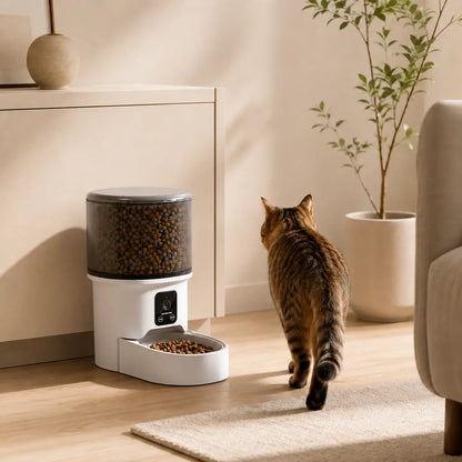 Distributeur de croquettes automatique 4L pour chat — bol inox, WiFi & caméra | Feryn