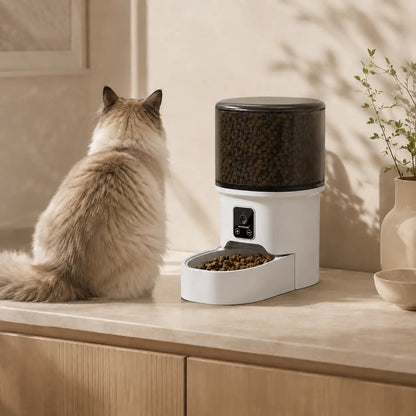 Distributeur de croquettes automatique 4L pour chat — bol inox, WiFi & caméra | Feryn
