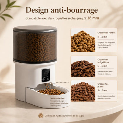 Distributeur de croquettes automatique 4L pour chat — bol inox, WiFi & caméra | Feryn