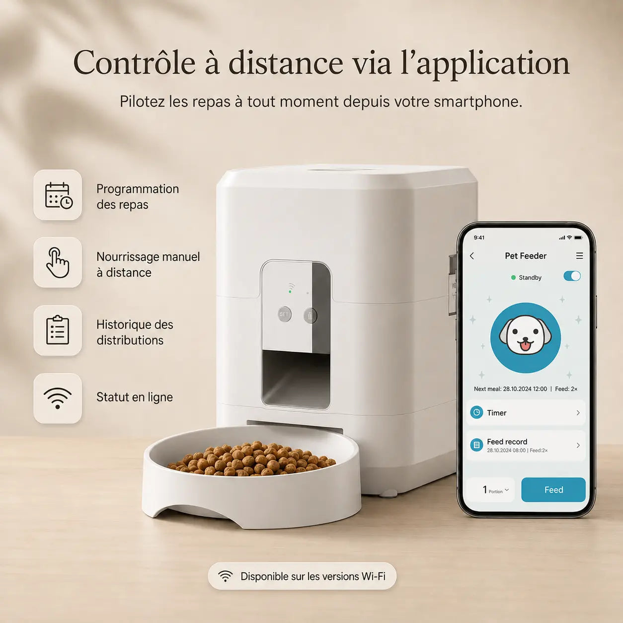 Distributeur de croquettes automatique pour chat — programmable, WiFi | Feryn